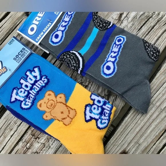 2/$10 NEW Mens Licensed OREO Cookie TEDDY GRAHAM Crackers Socks Gift Advertising - Picture 2 of 4